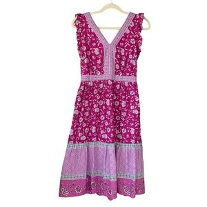LOFT Petites purple and lavender floral tiered ruffle sleeveless dress. Size OOP